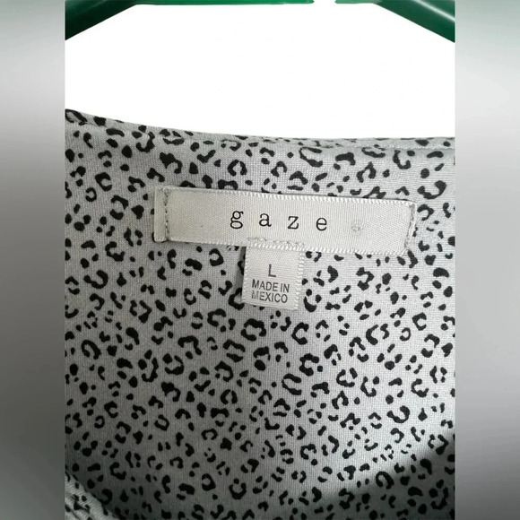 Gaze Gray Leopard Print Sleeveless Bodysuit Size Large- very soft - Picture 3 of 4